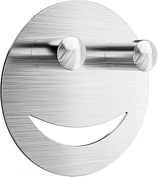 Stainless Steel Smiley Face Sponge Daddy Holder, Sink Caddy Organizer | Brushed Silver, with Suction Cup Installation for Kitchen, Keep Happy Face Sponge Clean and Dry