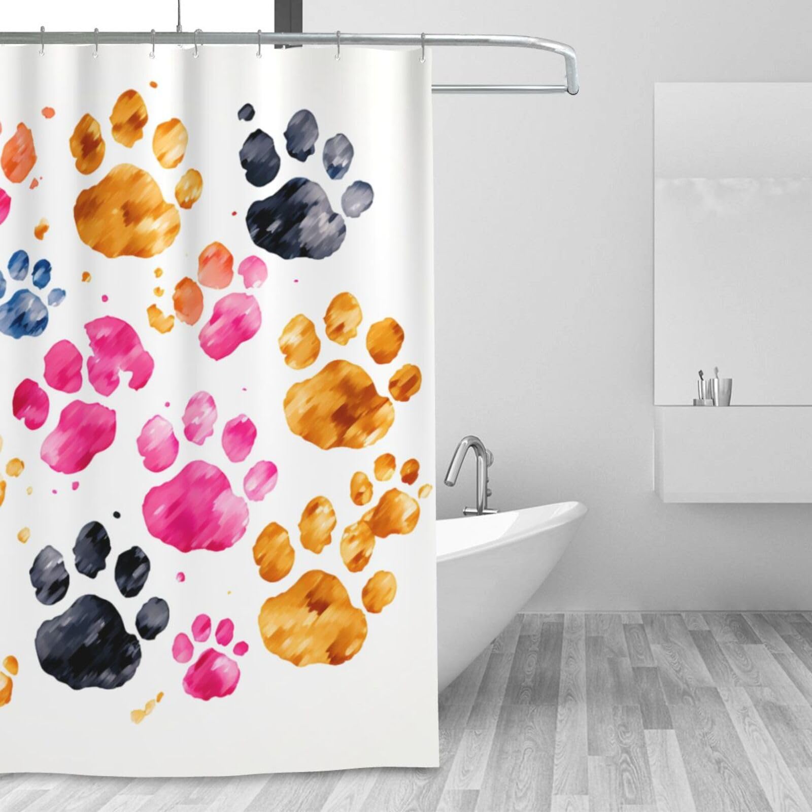 Rideau de douche moderne et minimaliste 183x183 cm pour une salle de bain chaleureuse