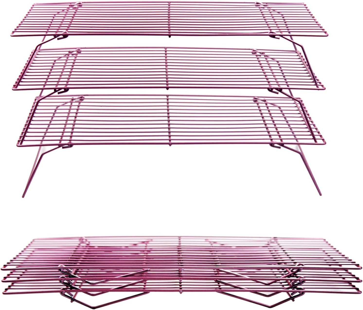 Cooling Rack for Baking Cake Large Stackable Foldable 3 Tiers Bread