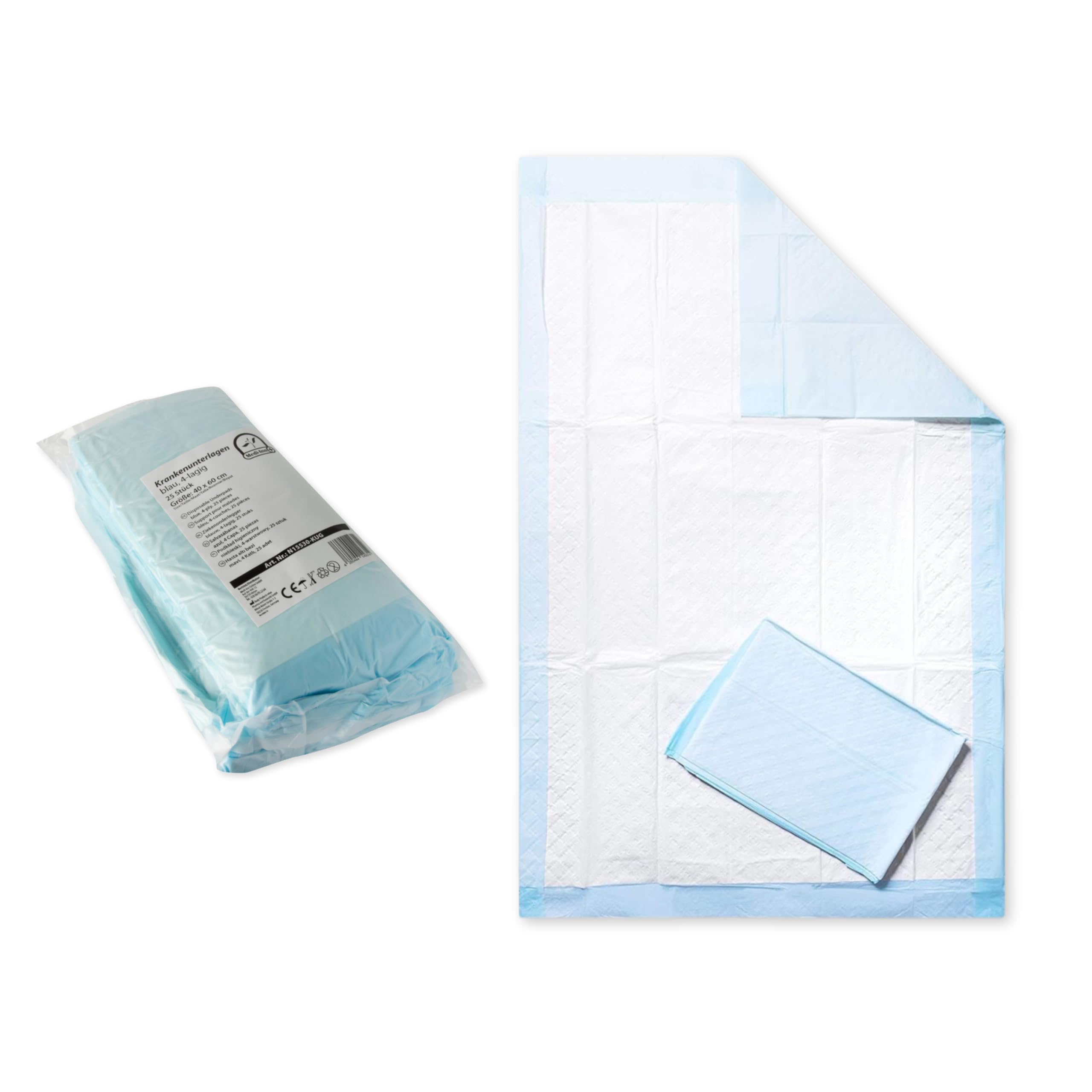 Medi-Inn Krankenunterlagen Einmalunterlagen in Folie 40 x 60 cm 4-lagig 25er Pack (4 x 25 = 100 Stück)