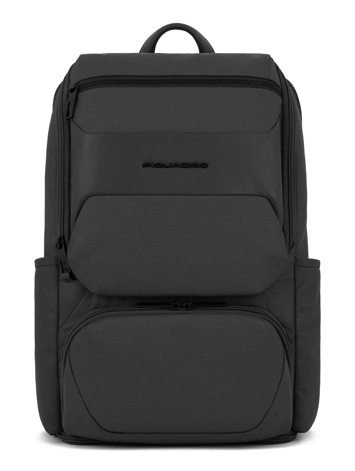PIQUADRO Gio 15.60" Leather and Fabric Laptop Backpack, Black, Taglia unica, Business
