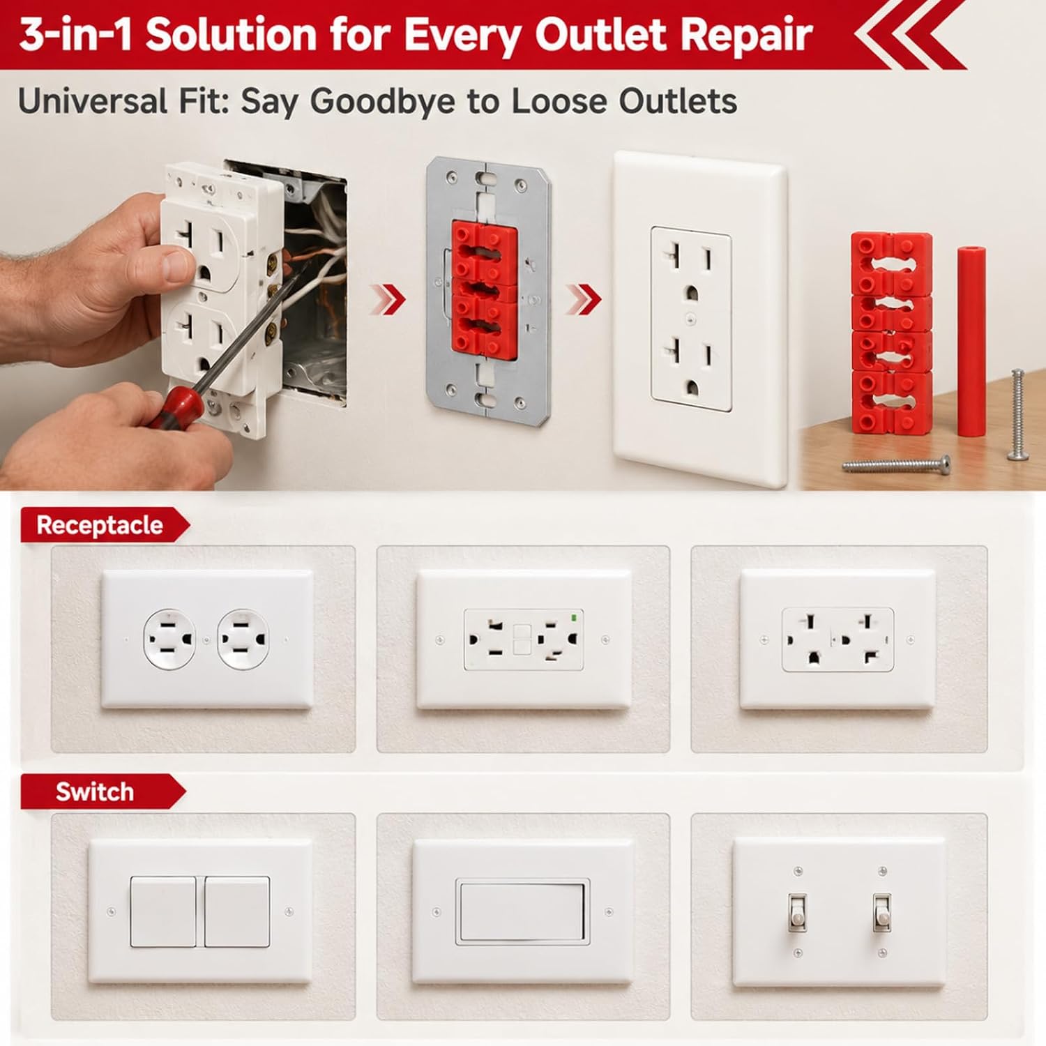52Pcs Outlet Spacers Shims, Stackable Receptacle Extender Kit