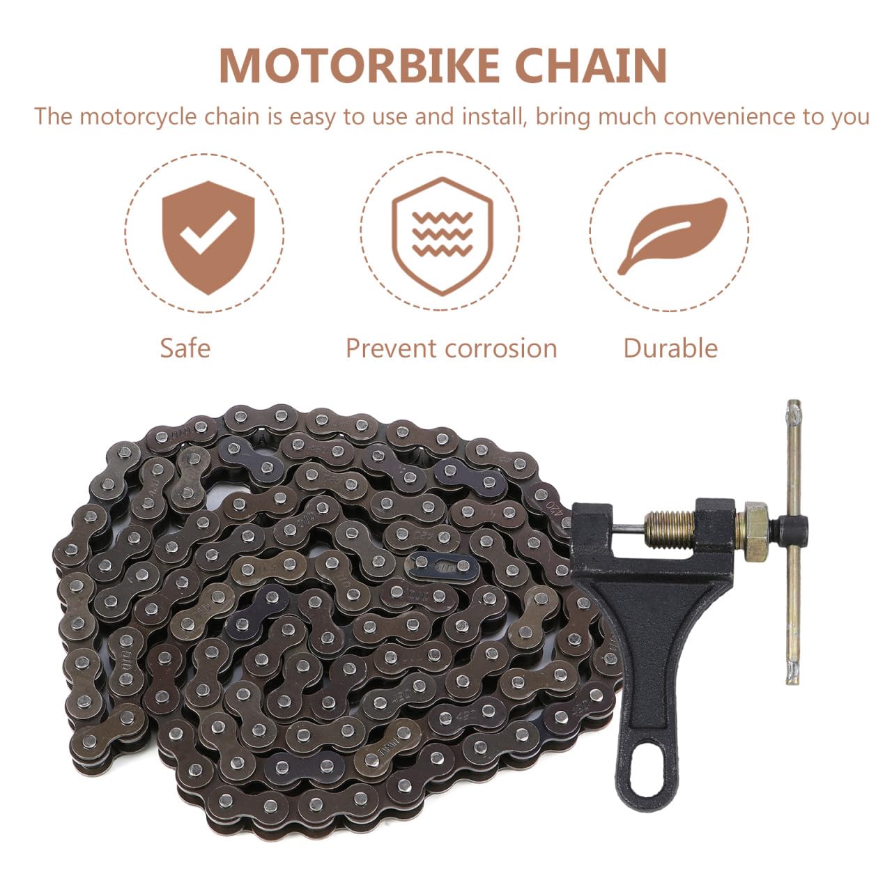Offroad Motorradkette Glieder Ersatzkette mit Kettennieter Langlebige Metallkette für Dirt Bike und Cross Motorrad