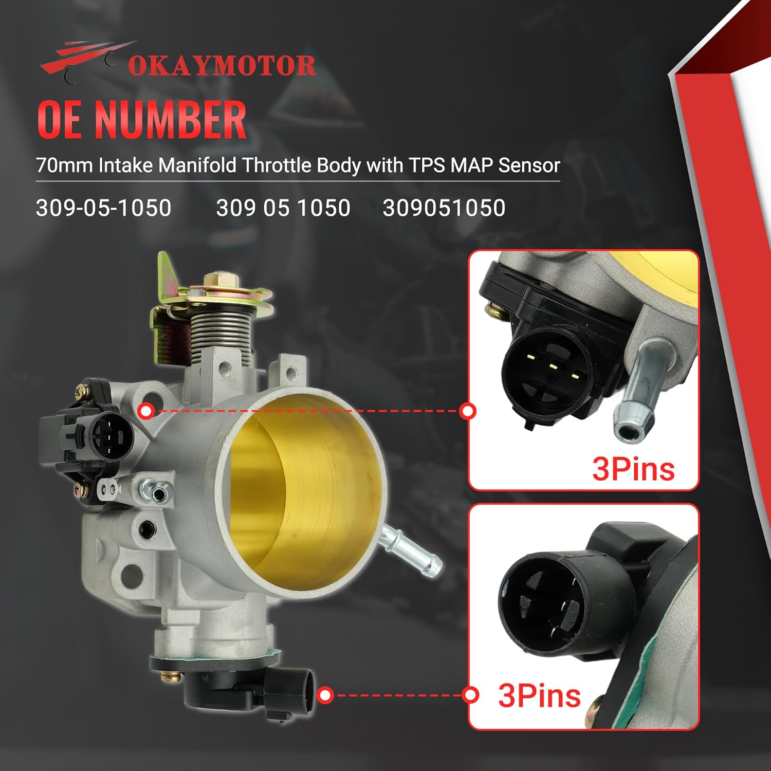 OKAY MOTOR 70mm Intake Manifold Throttle Body with TPS MAP Sensor for Honda B/D/F/H Engine Alpha Series 309-05-1050 309051050