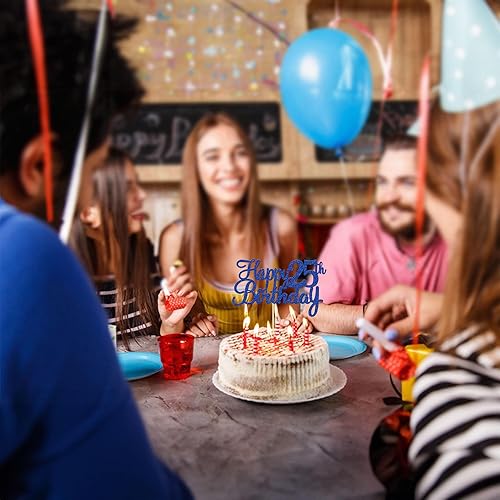 Miniatura 5 de Gyufise 1 pieza de decoración para pastel de cumpleaños 25 con purpurina azul para tarta de cumpleaños de 25 años, felicitaciones a 25 años de edad