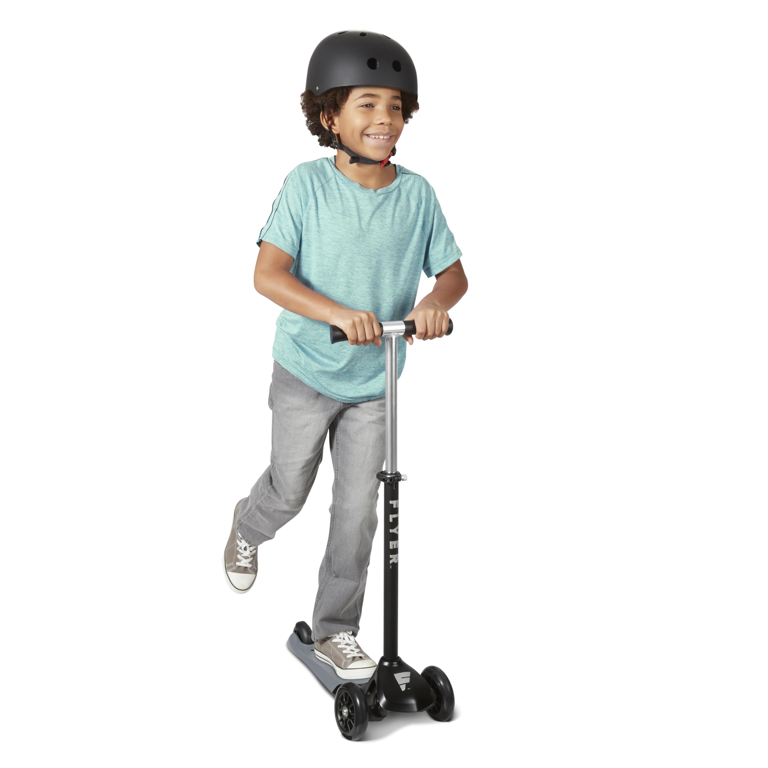 Radio Flyer Flyer Glider Pro, Black, Lean to Steer Kids Scooter For Ages 6+ Years Old