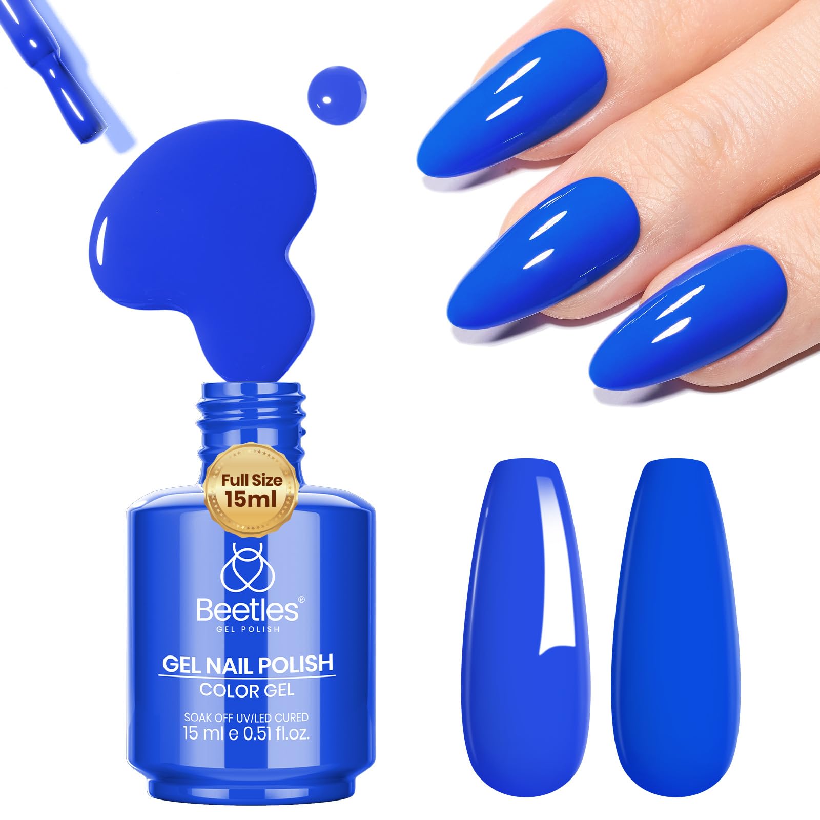 Beetles Gel Polish Blue 15ml | Royal Blue Gel Nail Polish for Manicure - main product image