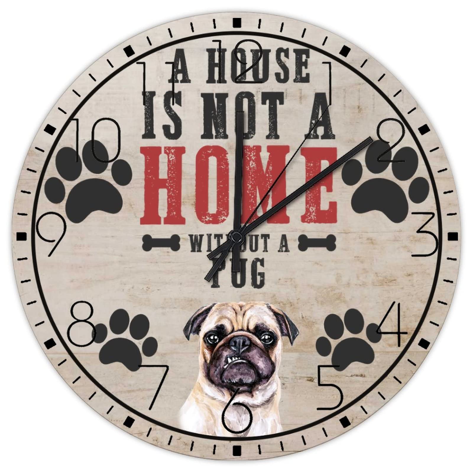 Horloge murale silencieuse contre les bruits horloges rétro chien