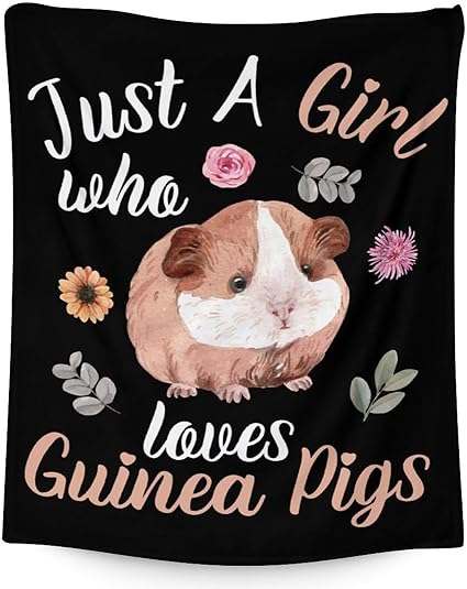Guinea Pig Blanket Gifts - 60x80 Inches Cute Throw for Girls - Black Soft Fuzzy Blankets for Bed, Couch & Living Room