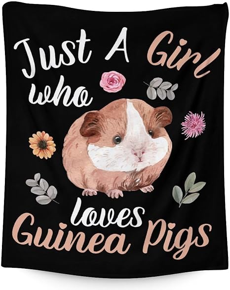 Guinea Pig Blanket Gifts - 60x80 Inches Cute Throw for Girls - Black Soft Fuzzy Blankets for Bed, Couch & Living Room