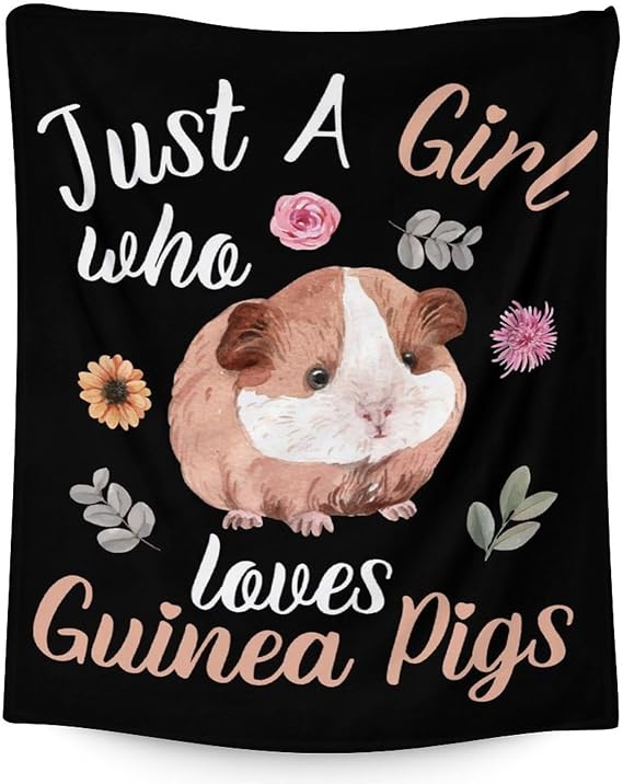 Guinea Pig Blanket Gifts - 60x80 Inches Cute Throw for Girls - Black Soft Fuzzy Blankets for Bed, Couch & Living Room