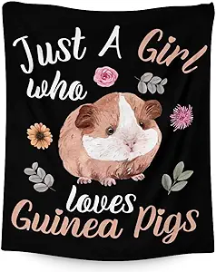 Guinea Pig Blanket Gifts - 60x80 Inches Cute Throw for Girls - Black Soft Fuzzy Blankets for Bed, Couch & Living Room
