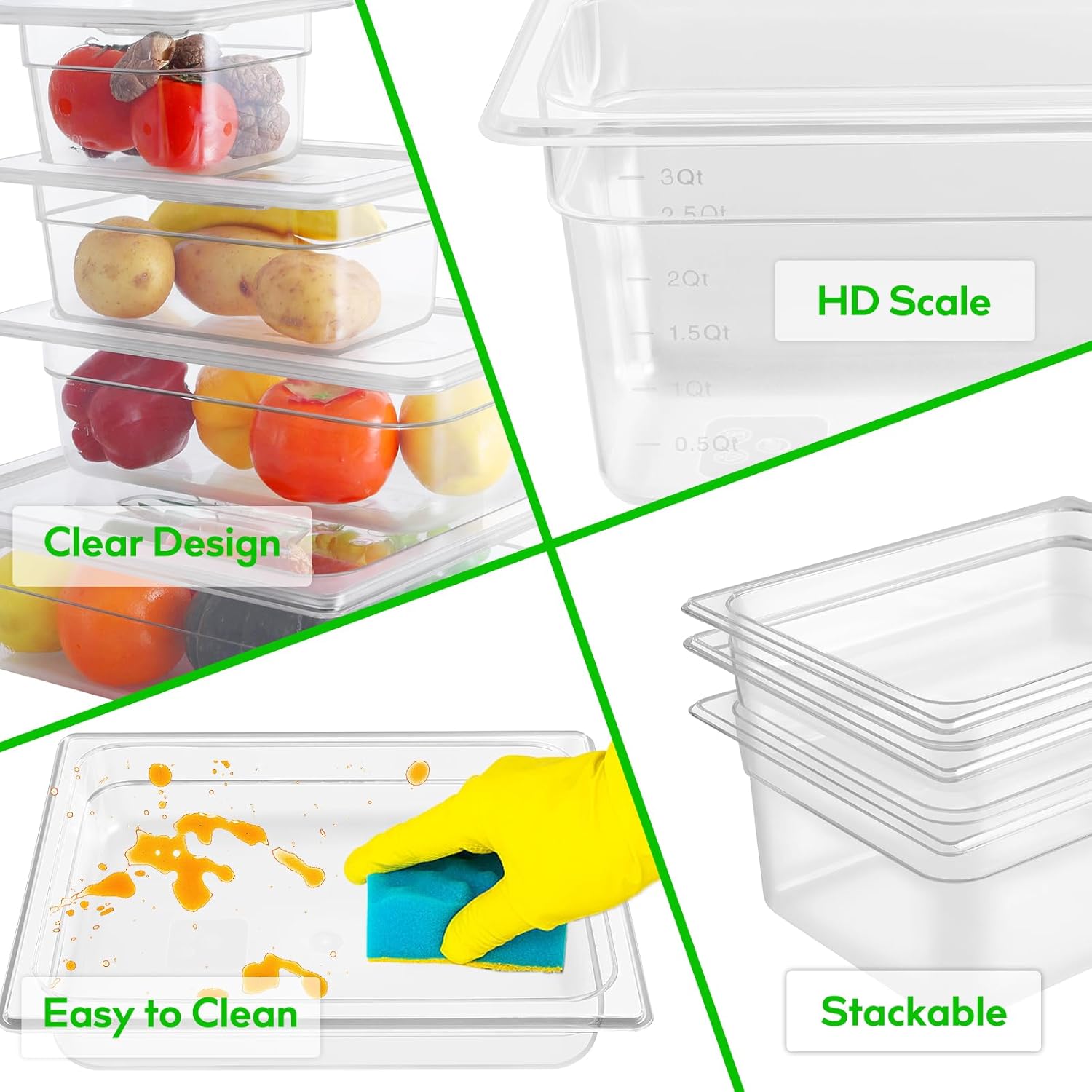 Clear, Stackable Food Storage Containers