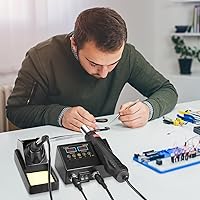 Vista 6 de Estación de soldadura de retrabajo, estación de soldadura de aire caliente SMD 2 en 1 y kit de soldador, pistola de calor con puntas de soldadura