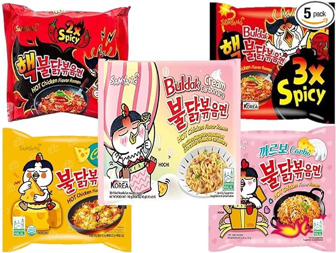 Samyang MultiPack (Pack of 5 Noodles) & 50g Nottacia Oregano Free.