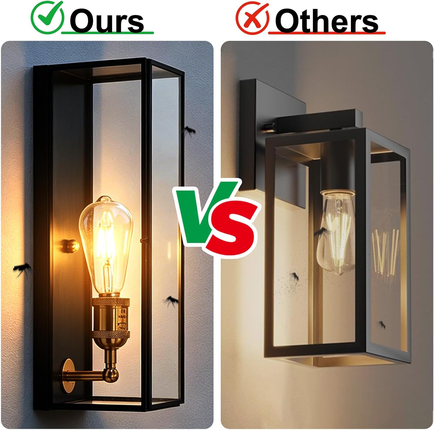 14 inch Large Outdoor Wall Sconce with Openable Clear Glass Door, Fully Enclosed Front Porch Lanterns, E26-based Exterior Wall Lights for Oustide Patio Lighting