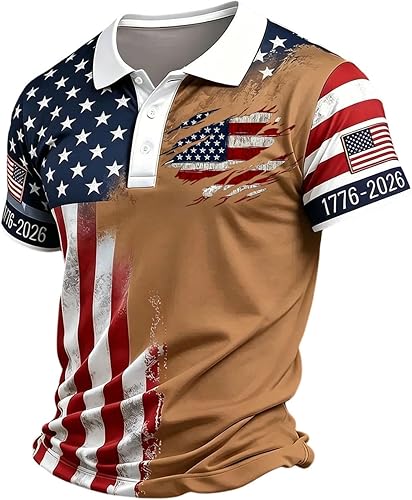 Memorial Day Shirts for Men Mens 250th Anniversary Polo Shir