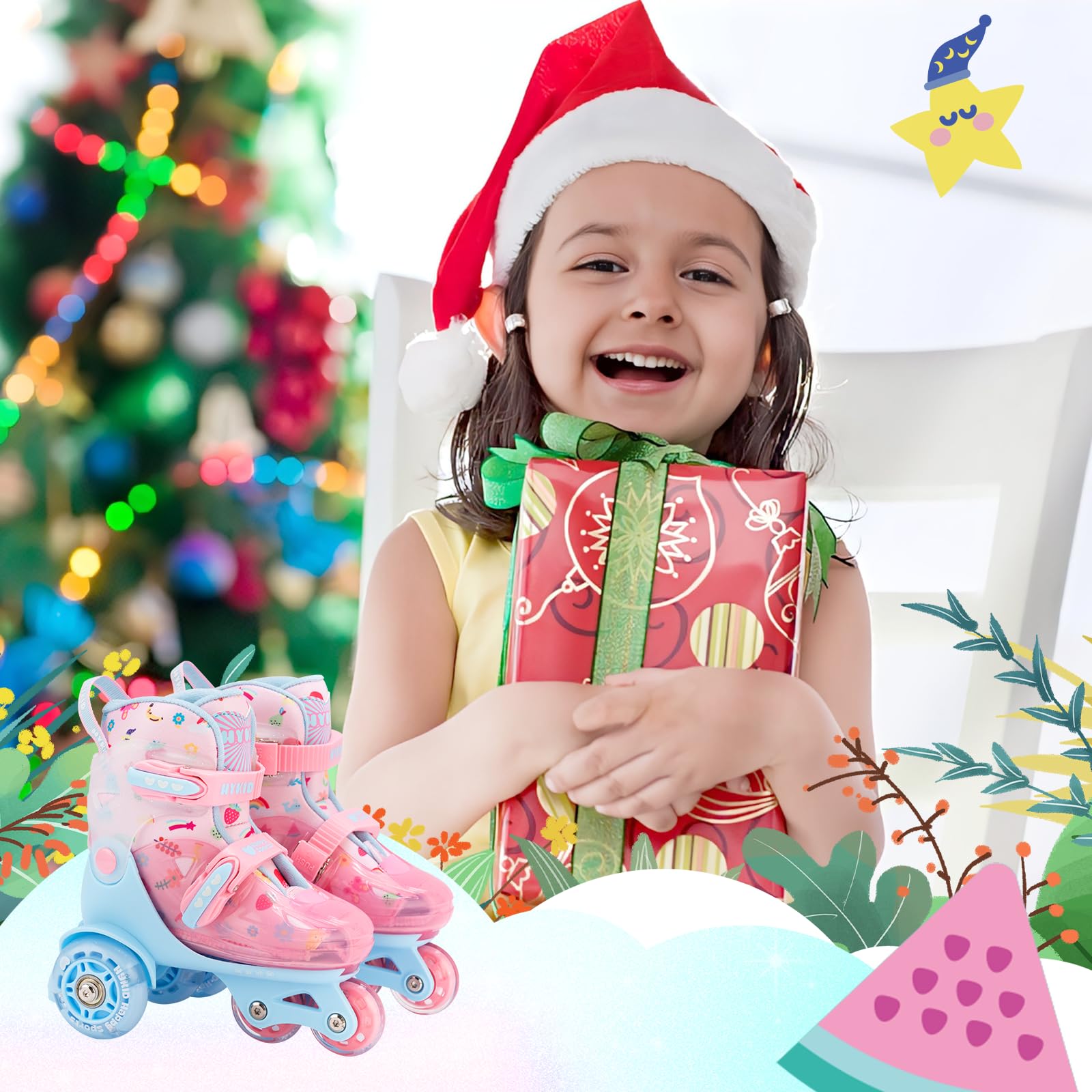 Rolschaatsen met 4 wielen voor meisjes, 4 verstelbare maten, stabiele en veilige 3-punts constructie, uitgebalanceerd en ademend, rolschaatsen voor beginners, met lichtgevende wielen Rolschaatsen met 4 wielen voor meisjes, 4 verstelbare maten, stabiele en veilige 3-punts constructie, uitgebalanceerd en ademend, rolschaatsen voor beginners, met lichtgevende wielen