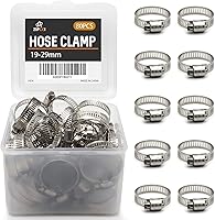 Vista 9 de Abrazadera de manguera, paquete de 100 abrazaderas de manguera de acero inoxidable con engranaje helicoidal para línea de combustible y tubo