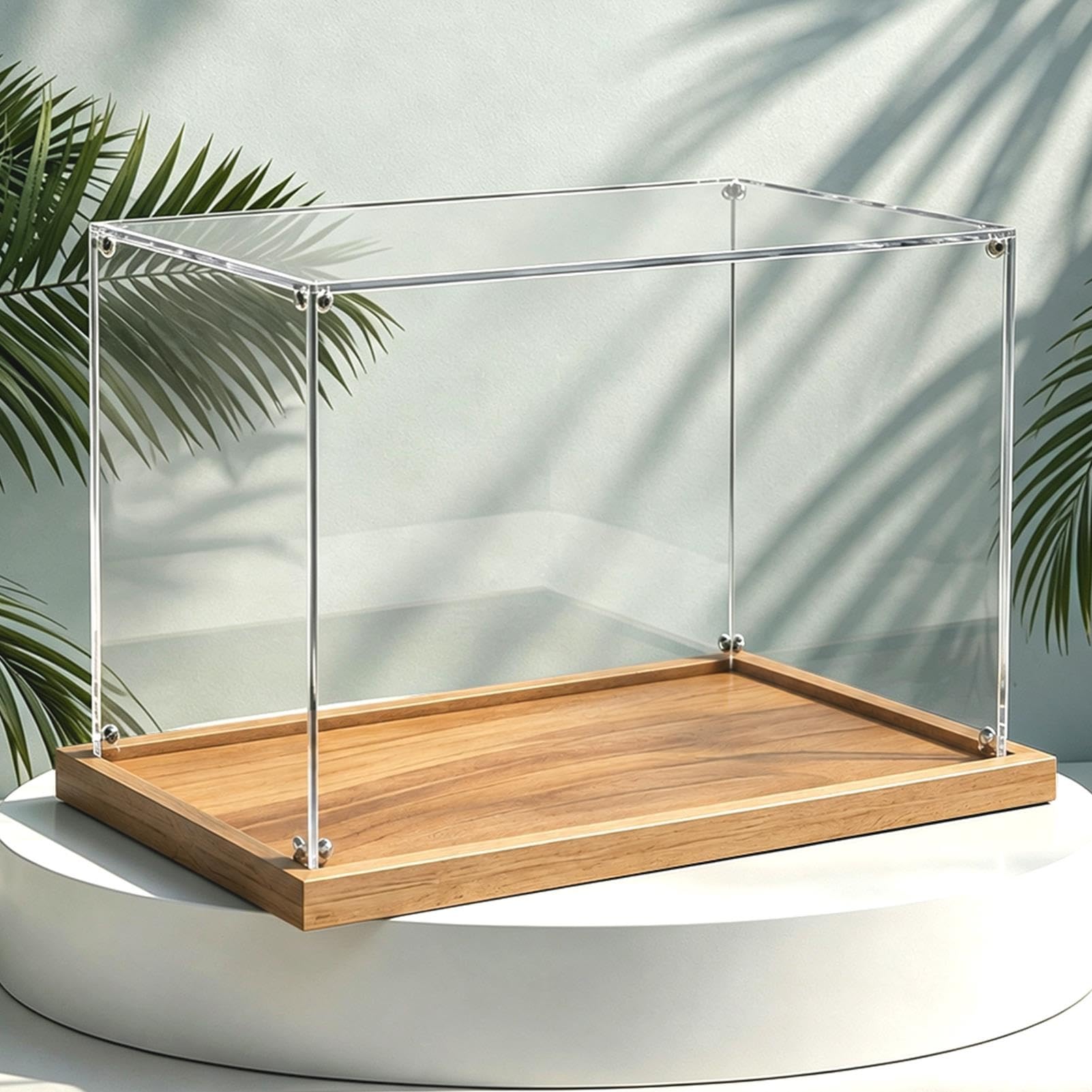 Vitrina Metacrilato Caja de Exhibición de Acrílico, Protección UV Grande | Caja de Almacenamiento Rectangular Plástico, Alternativa al Cristal para Modelos Coche Figuras(Wood,110x50x50cm/43x20x20in)