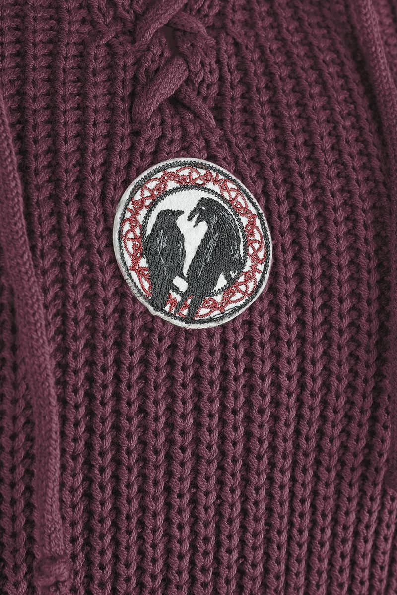 Black Premium by EMP Damen dunkelroter Strickpullover mit Kapuze und Schnürung