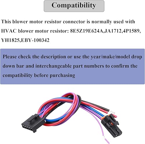 Miniatura 6 de Conector de resistencia del motor del ventilador de 3 pines para 8e5h-19e624-a, 89018778, 89019351, 1581773, compatible con Chevy, GMC Silverado,