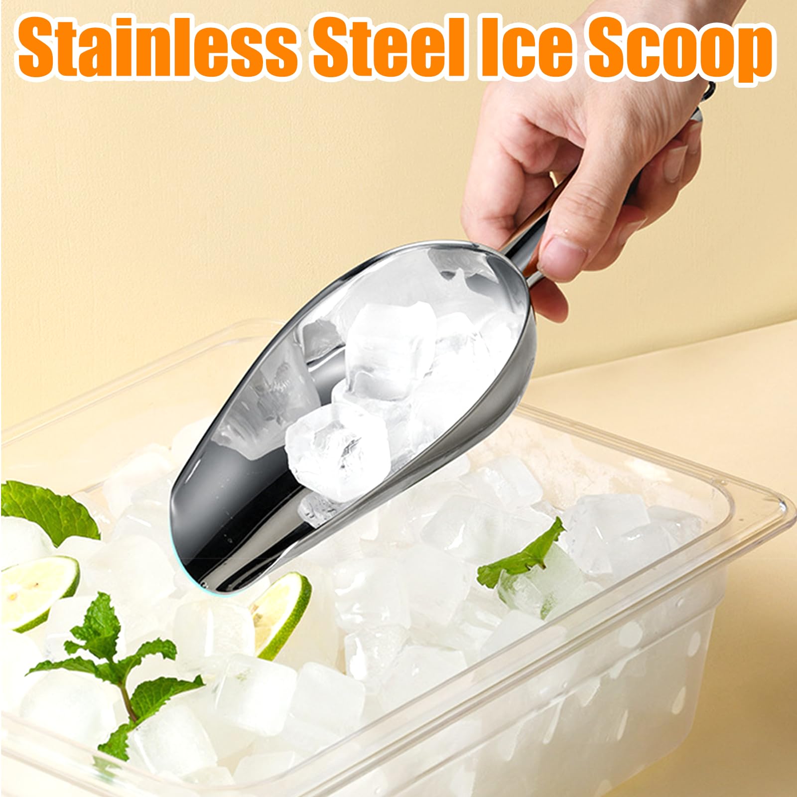 2 Pezzi Paletta per Ghiaccio in Acciaio Inox, Versatile Paletta per Farina | Pala Ghiaccio in Acciaio Inossidabile, Paletta per Alimenti per Cubetti di Ghiaccio, Dolci, Cereali