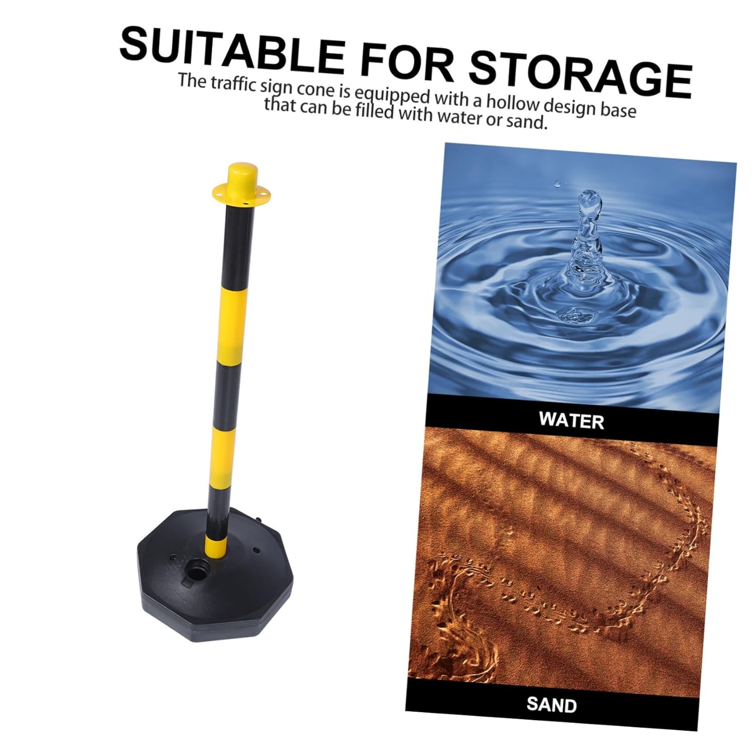 2pcs Water Injection Warning Column Reflective Post Safety Parking Post for Construction Cones