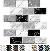 Vista 1 de URCOLOR 10 hojas de vinilo adhesivo para salpicaduras en cocina, 12 x 12 pulgadas, autoadhesivo para salpicaduras en baño, aspecto de mármol negro