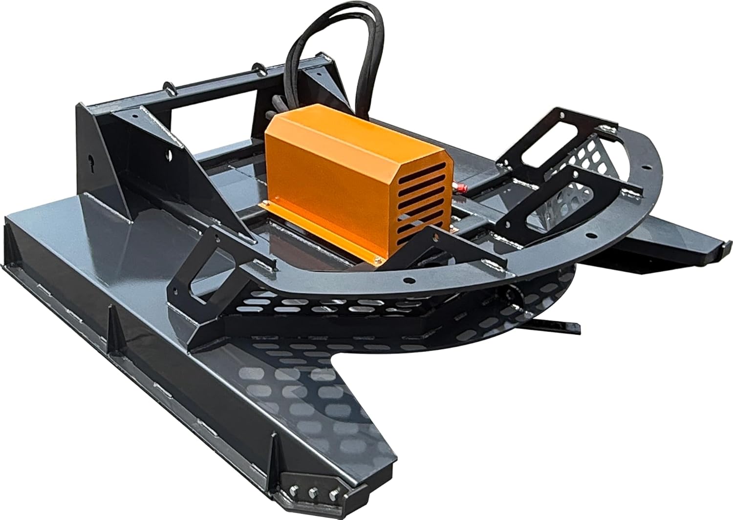 66" Brush Cutter Skid Steer Attachments Circular Holder with 3 Blades Lawn Mower, Open Front Deck Specs, 16-22 GPM, Replaceable Steel Blades, US Stock