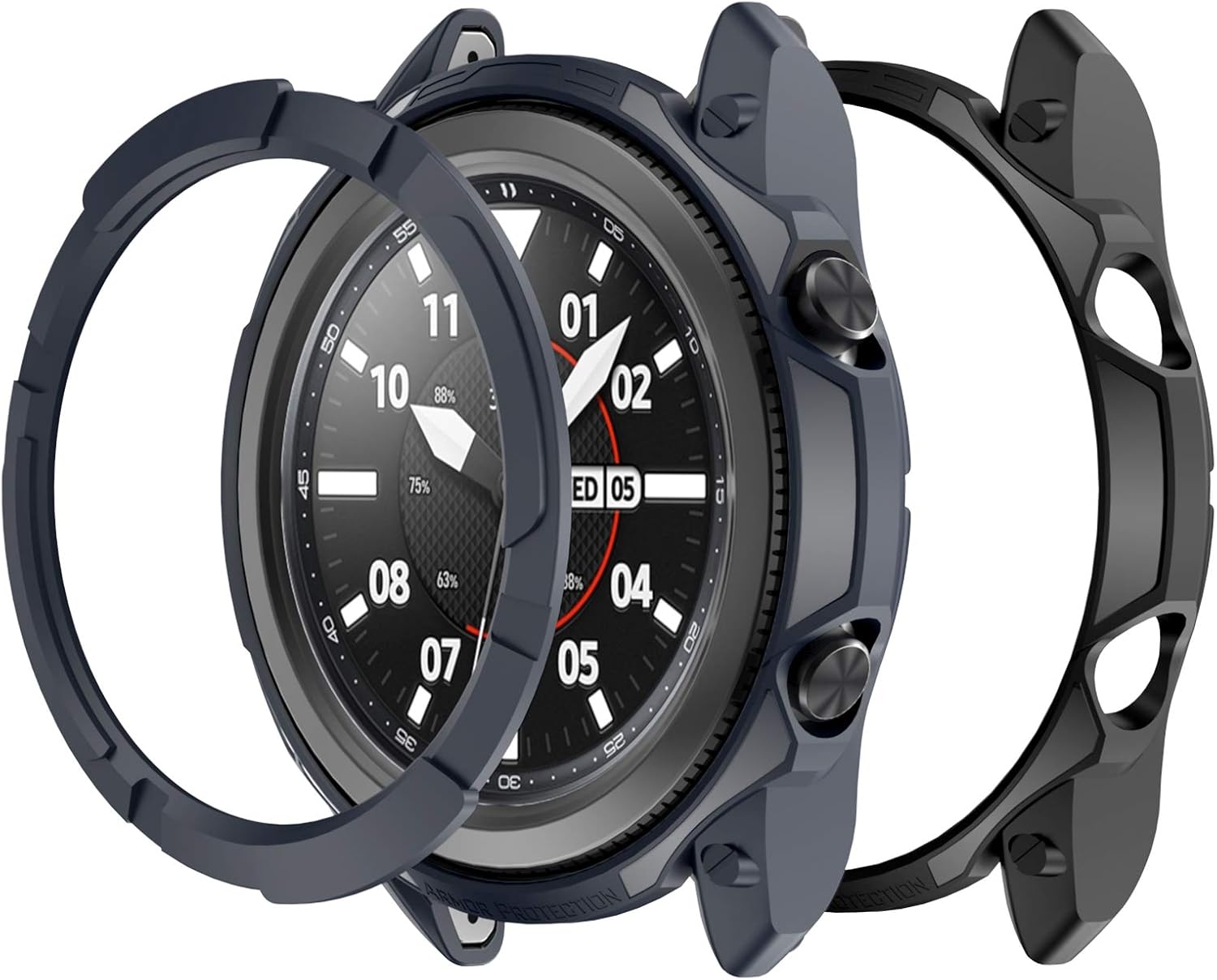 JZK Compatible with Samsung Galaxy Watch 3 45mm Armor Designed Rugged Protective Case,Fall Protection Durable Protective TPU Flexible Shock Proof Bumper Case Cover for Galaxy Watch 3 45mm SM-R840