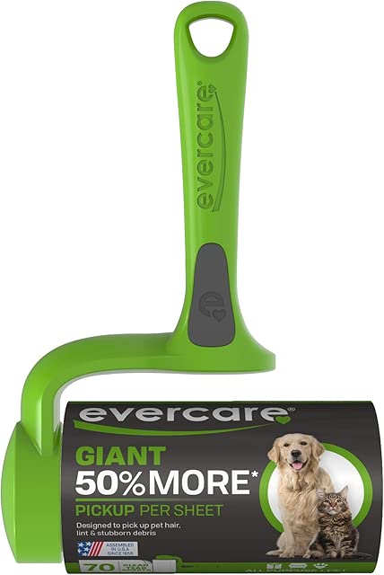 Evercare Giant Pet Extreme Wide Surface Coverage Indoor Home Clothes and Furniture 70 Layer Lint Roller Pet Hair Remover with Comfortable T Grip Handle
