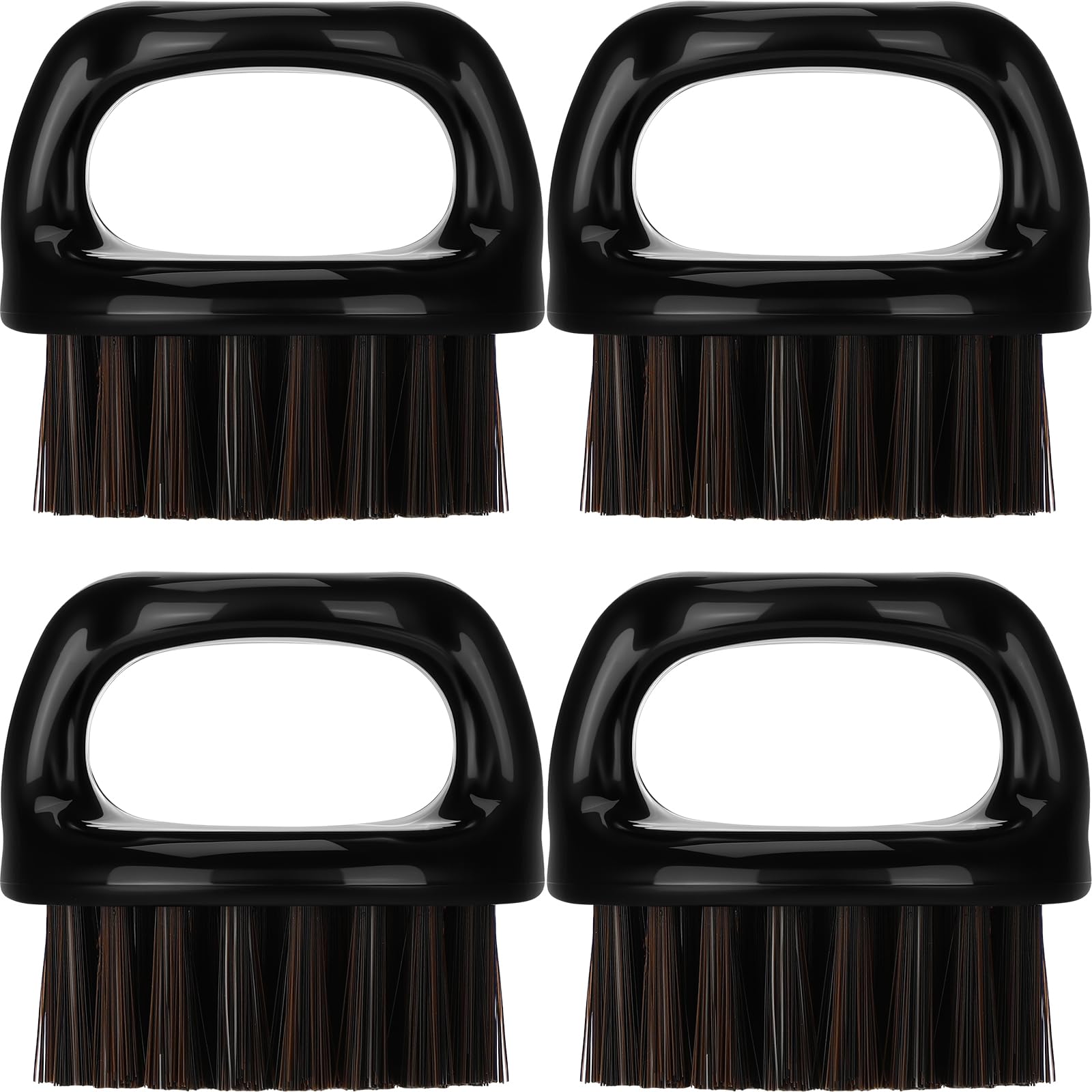 4 Pcs Knuckle Brush for Men Barber Brush, Fade Brushes, Face and Neck Brushes, Mustache and Hair Supplies, Essential Barber Tool for Professional Barbering and Grooming Services(Black)