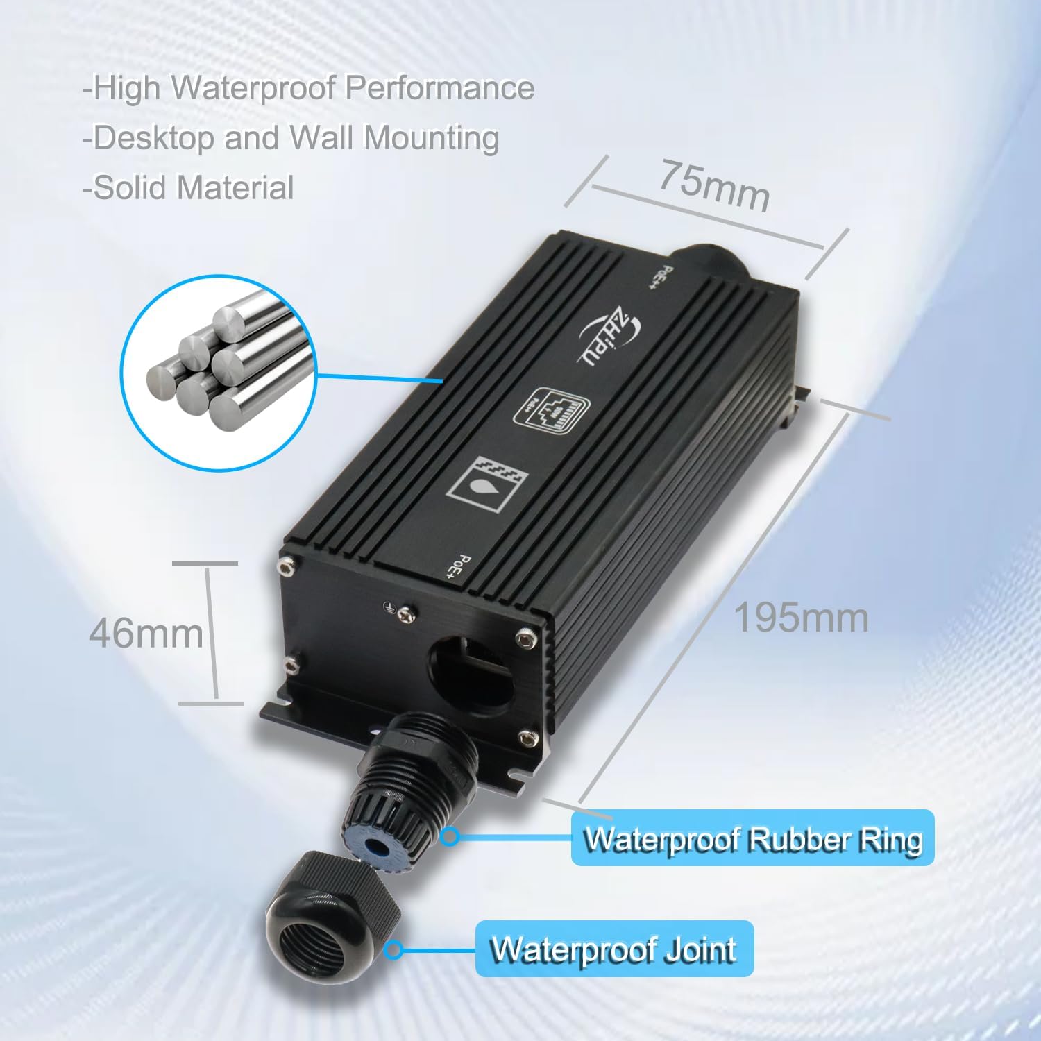 Htfoevrxs IP67 Waterproof Industrial Gigabit PoE++ Extender, 90W IEEE 802.3af/at/bt, 100M to 400M Extension via 3-Cascading, Plug & Play for Security Cameras, Outdoor & Harsh Environments