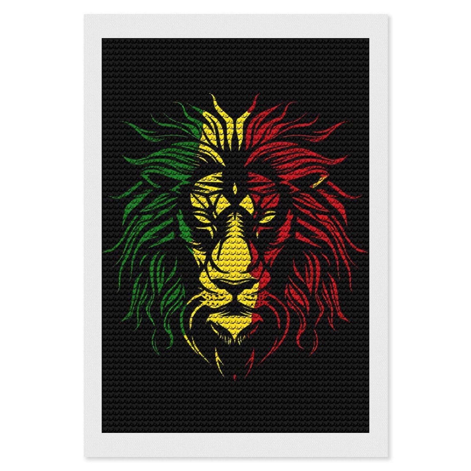 Nclqvjxzkhw Style African Lion Rasta Jamaica Diamond Art Painting For Adult Round Diamonds Pictures Arts Crafts Home Wall Decor 8"X12"