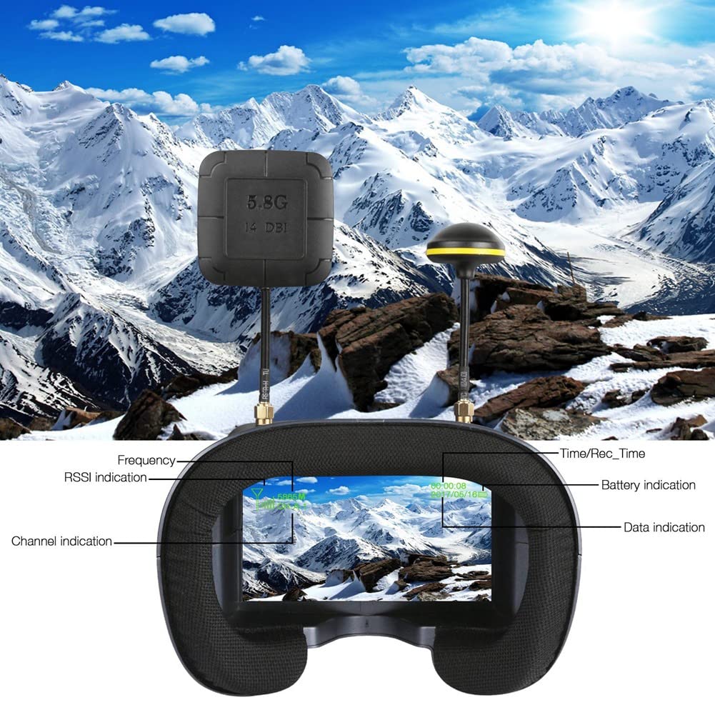 Gafas FPV de 5.8 GHz con DVR, LCD HD de 4.3 pulgadas para drones de carreras, incluye batería de 2000 mAh