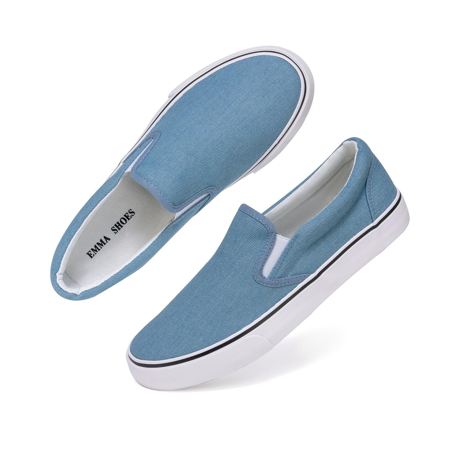 Emma Shoes Low-Top Slip Ons Women's Fashion Sneakers Casual Canvas Sneakers for Women Comfortable Flats Breathable Padded Insole Slip on Sneakers