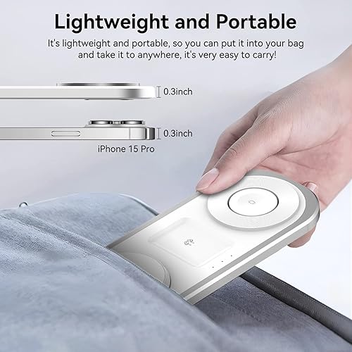 Miniatura 6 de Soporte de cargador inalámbrico rápido 3 en 1 para iPhone, estación de carga de viaje plegable para Magsafe para iPhone 17Air1615141312, serie Apple