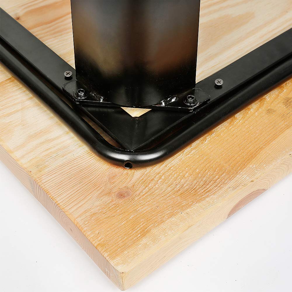 HUOLE Mesas Altas Mesa de Bar de Estilo Industrial para 2-4 Personas, Patas de Mesa de Metal Negro, Madera Natural-60 * 60 * 110cm (Color Madera)