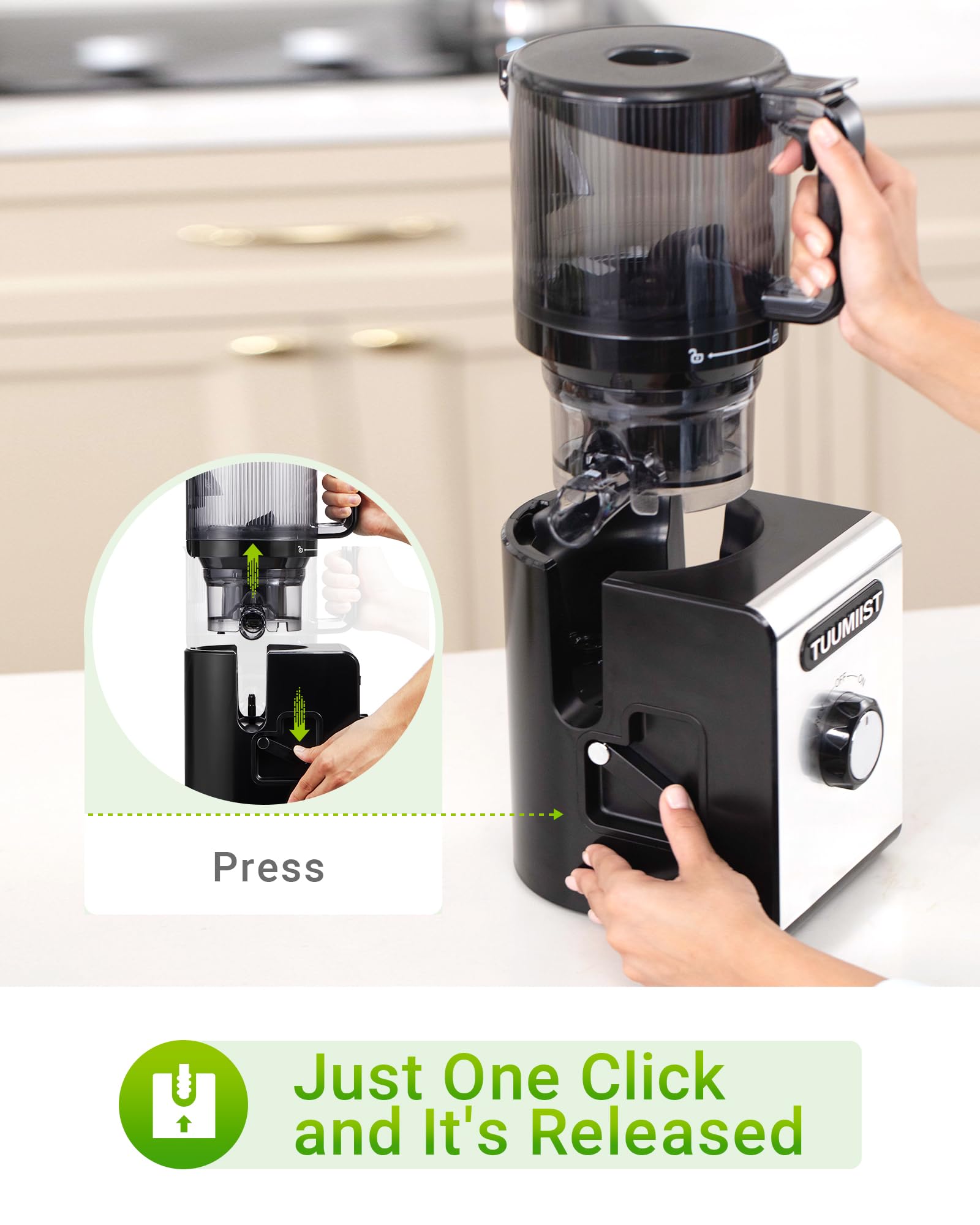 Cold Press Juicer Machines – 6.5'' Large Feed Chute for Whole Fruits & Vegetables, High Juice Yield, Easy To Clean