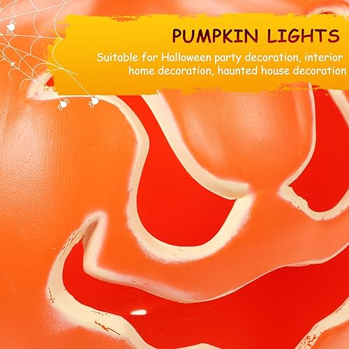 Vista 3 de TOYANDONA Farol de calabaza de plástico de 9 pulgadas con luz para decoración de interiores y exteriores (naranja)