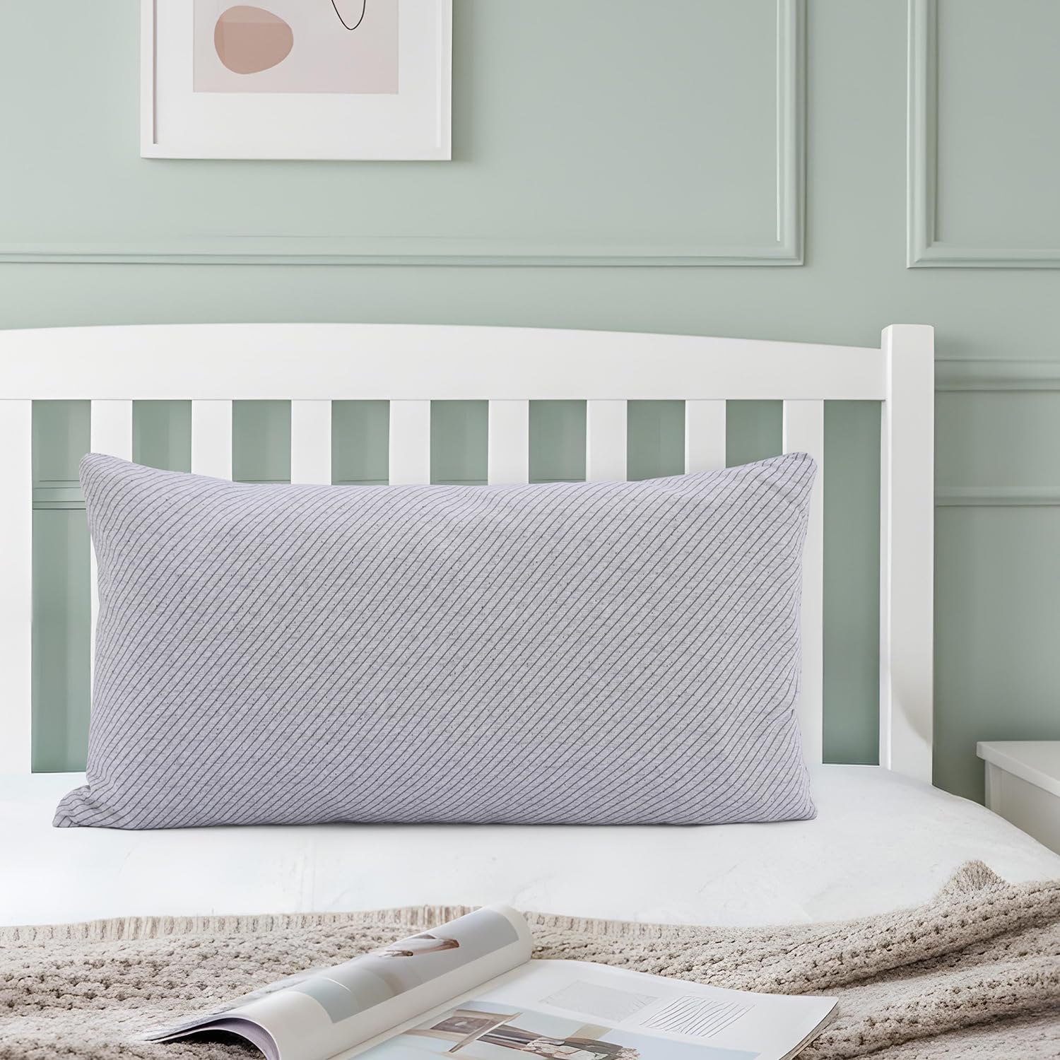 Wakefit Sleeping Pillow with Adjustable Height | Large Size 36x20 Inch | Soft & Fluffy Siliconized Hollow Fibre Fill, Knitted Fabric Cover with Zipper Closure, Free Extra Filling - Light Grey