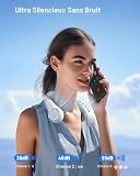 Ultrlent - Ventilateur de Cou Portable sans Pales - 3 Vitesses - 4000 mAh - Silencieux - USB - avec Lumière LED - Cadeau pour Homme et Femme - 6