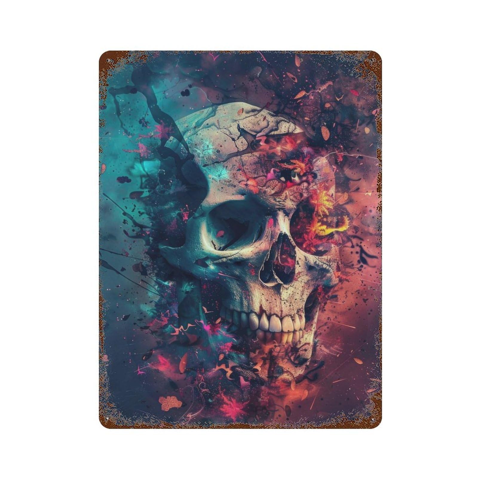 Skull Fantasy Rust Effect Tin Sign 15.7"x11.8", for Bistro, Counter And Cafe Decor, Shabby Chic Decor