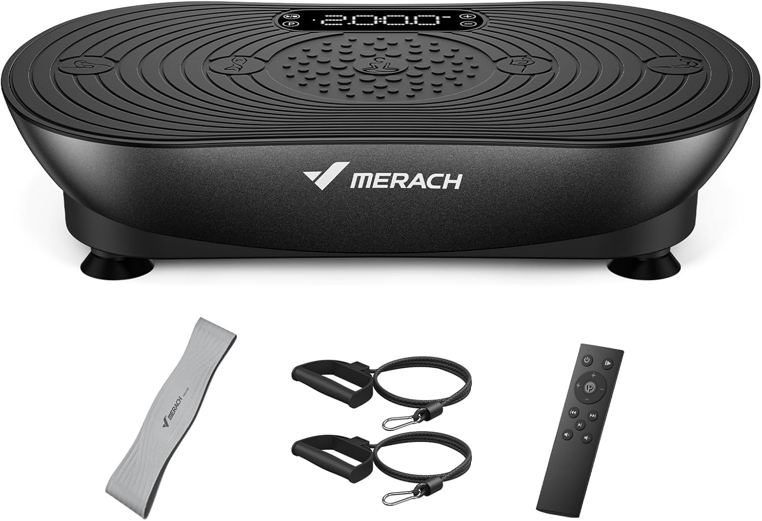 MERACH Vibration Plate Exercise Machine, Vibrating Platform for Lymphatic Drainage Weight Loss Muscle Activation, Full Body Home Exercise Equipment with LED Touch Screen Bluetooth Pull Cord