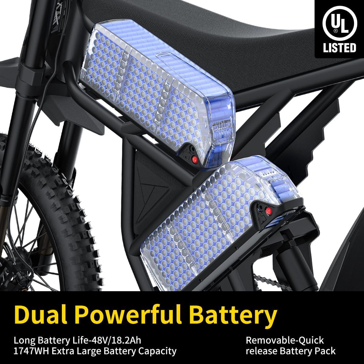 Bootime GT73/ GT54 Electric Dirt Bike for Adults/Teens - 3000W/ 2000W Motor - 50/ 37MPH High-Speed, 25" 14" Fat Tires & Removable Battery(60/48V), All-Terrain Off-Road eBike for Snow, Sand