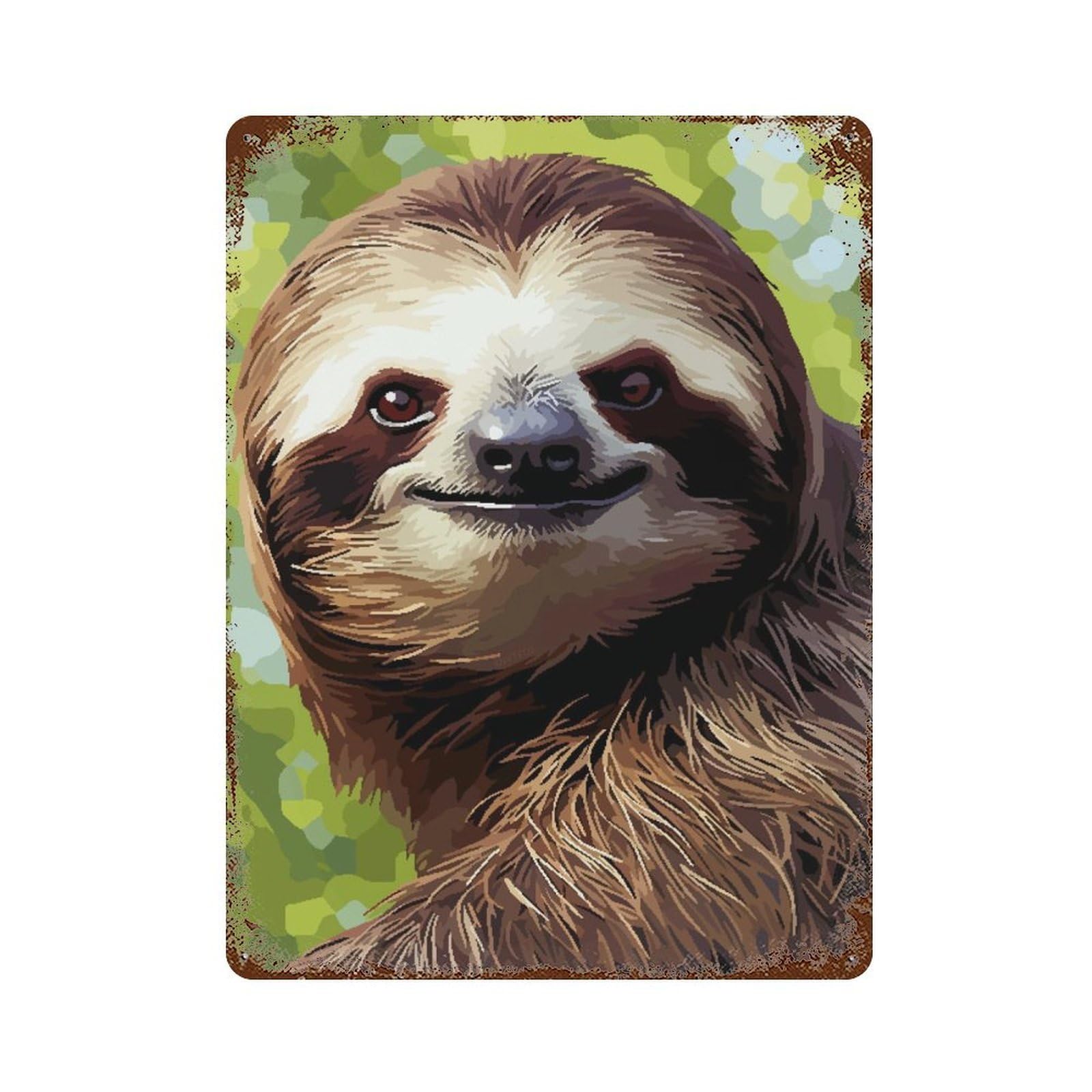 Garage Style Pixel Art Cute Sloth Vintage Rust Metal Sign 15.7"x11.8", Industrial Home Decor for Bar And Workshop