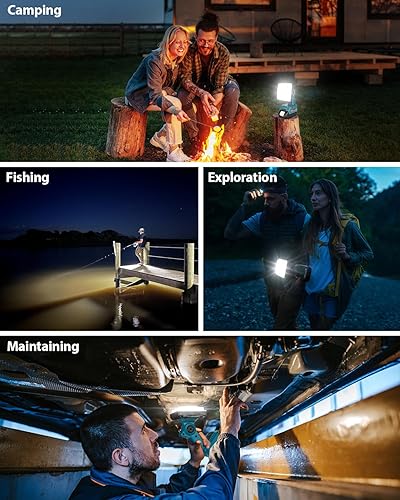 Miniatura 6 de Luz de trabajo LED inalámbrica para batería Makita LXT de 18 V, reflector LED de 25 W con puertos de carga rápida USB-A y USB-C 2.1A para lugar de