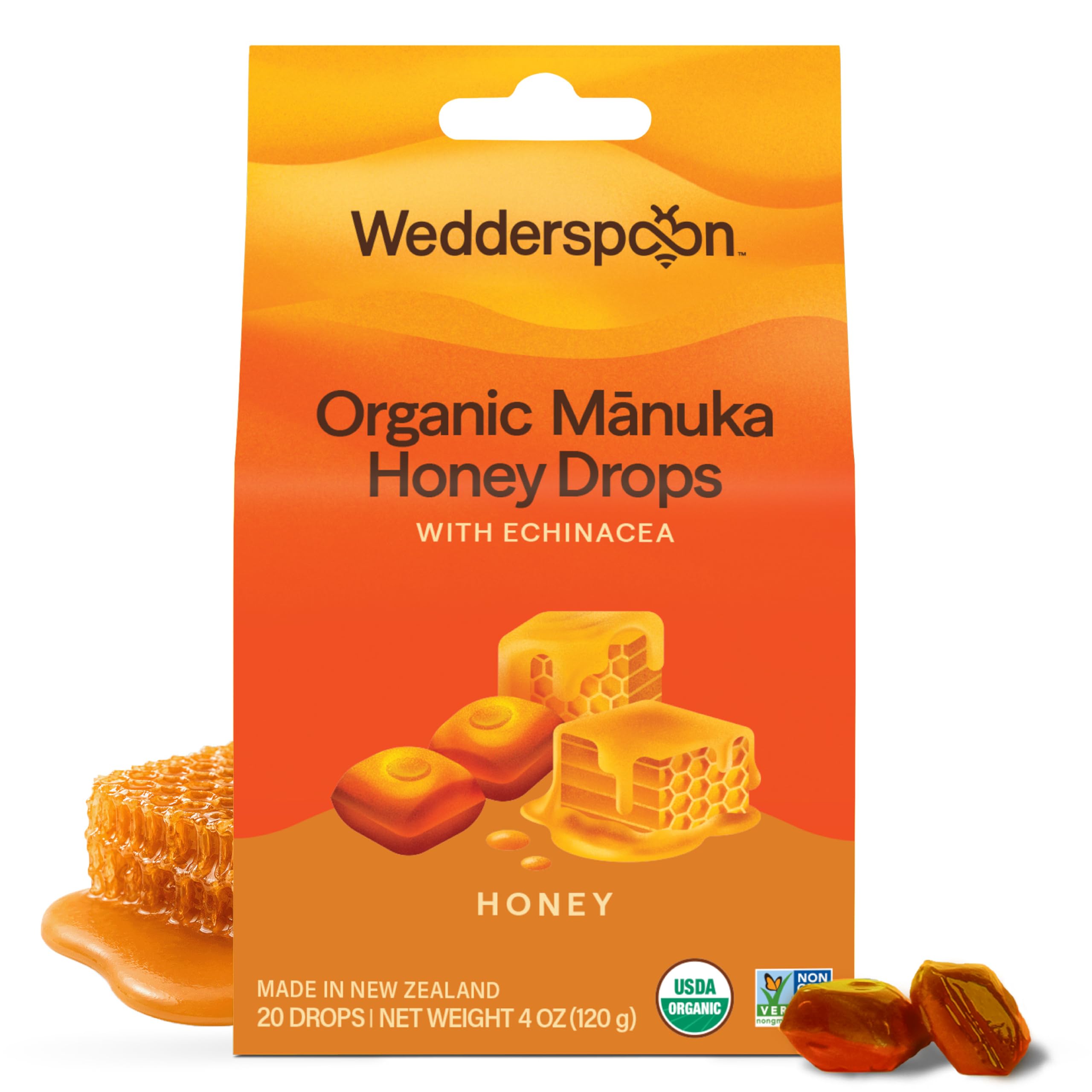 Wedderspoon Organic Manuka Honey Drops, Lemon & Bee Propolis, 20 Count — Amazon image 15