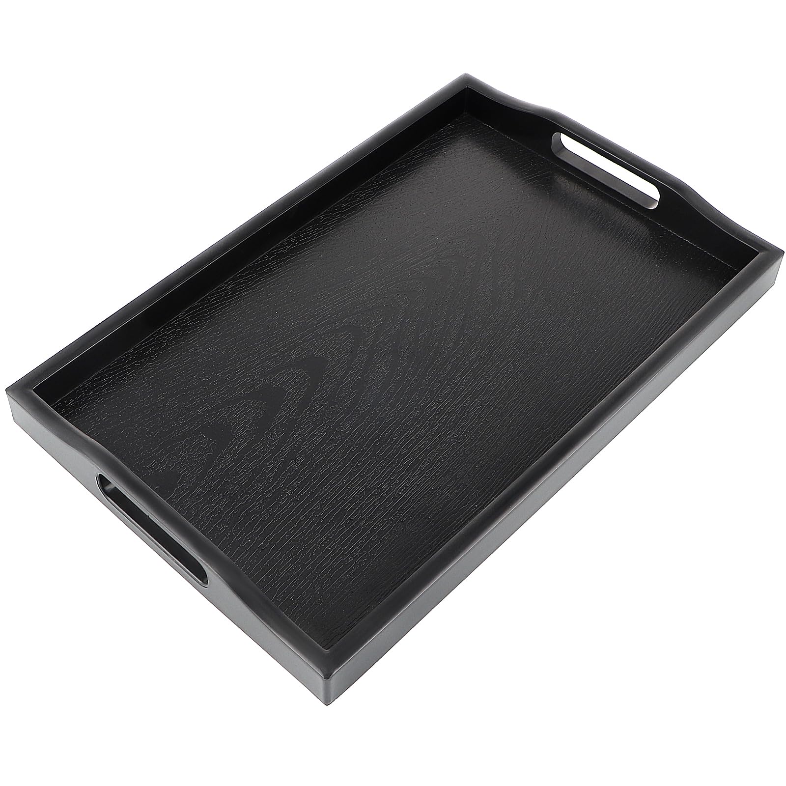 Sanbege Plastic Serving Tray with Handles, 16.5" x 10.6" Rectangular Ottoman Tray for Meals, Decor or Party, Buffet, Coffee Table, Kitchen, Restaurant